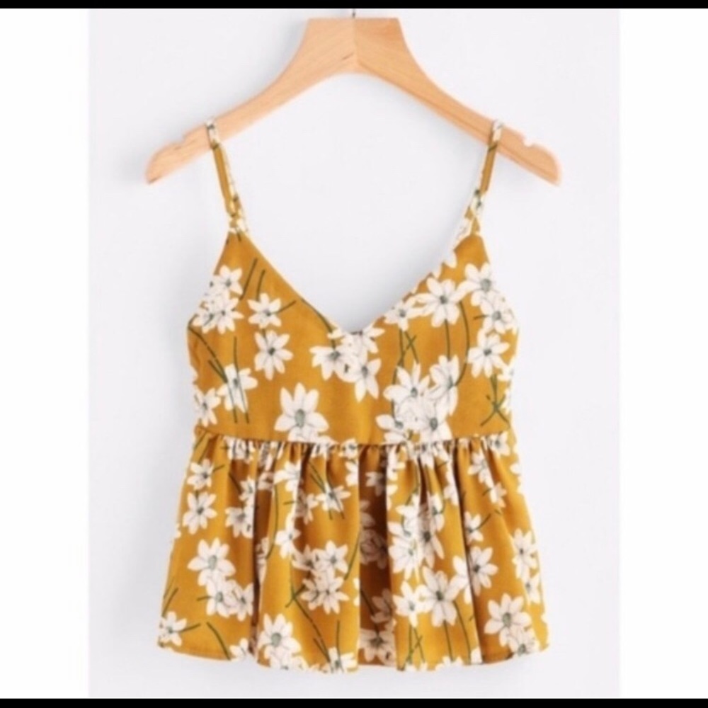 Yellow Floral Tank Top